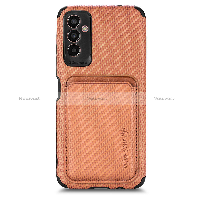 Ultra-thin Silicone Gel Soft Case Cover with Magnetic S01D for Samsung Galaxy M13 5G Brown