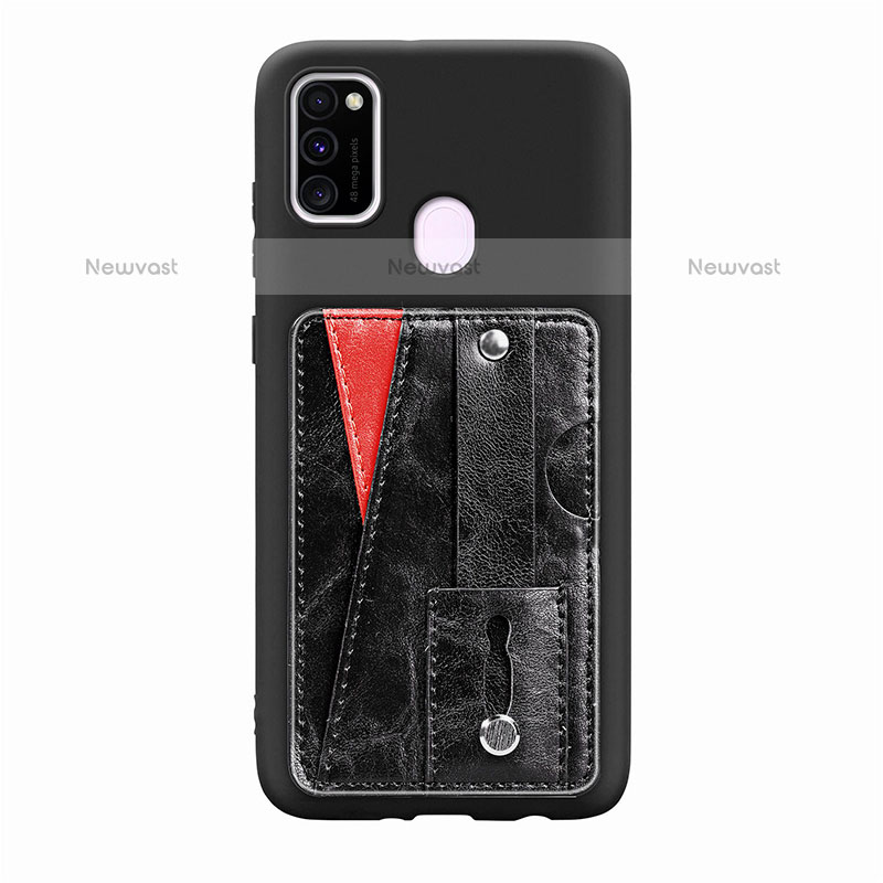 Ultra-thin Silicone Gel Soft Case Cover with Magnetic S01D for Samsung Galaxy M21 Black