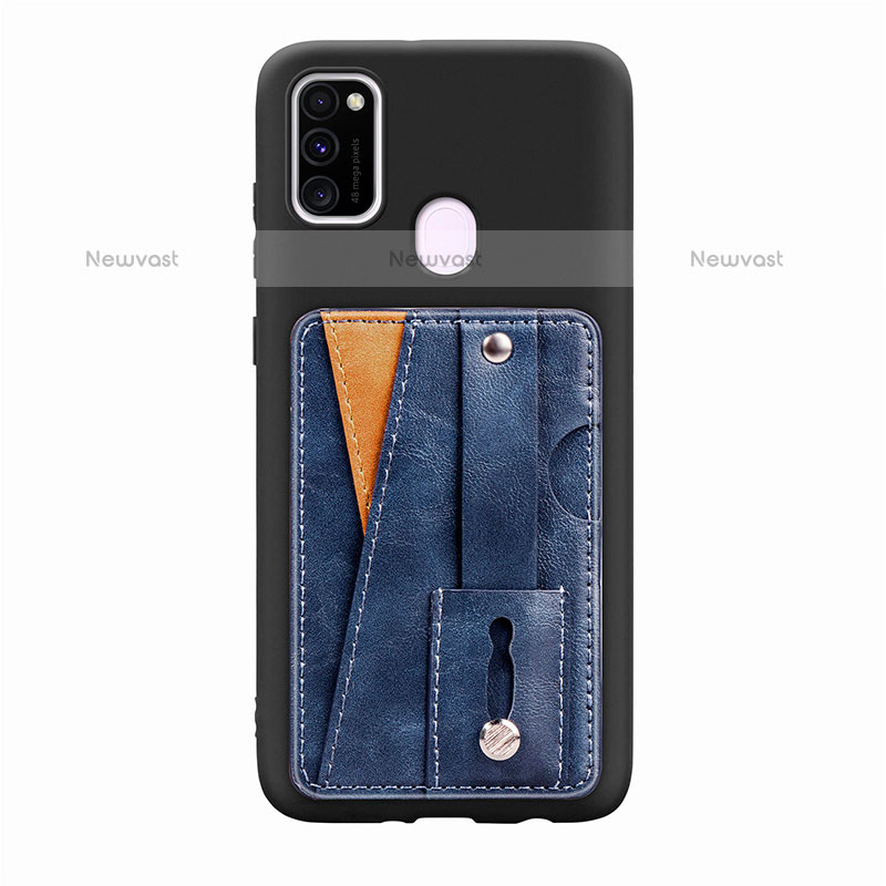 Ultra-thin Silicone Gel Soft Case Cover with Magnetic S01D for Samsung Galaxy M30s Blue