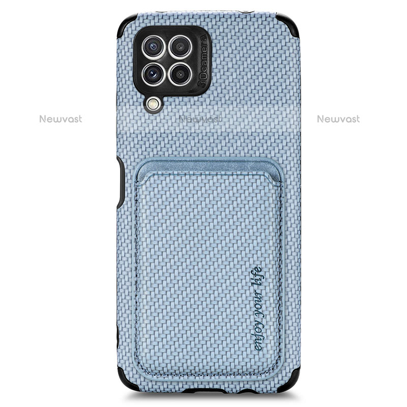 Ultra-thin Silicone Gel Soft Case Cover with Magnetic S01D for Samsung Galaxy M32 4G Blue