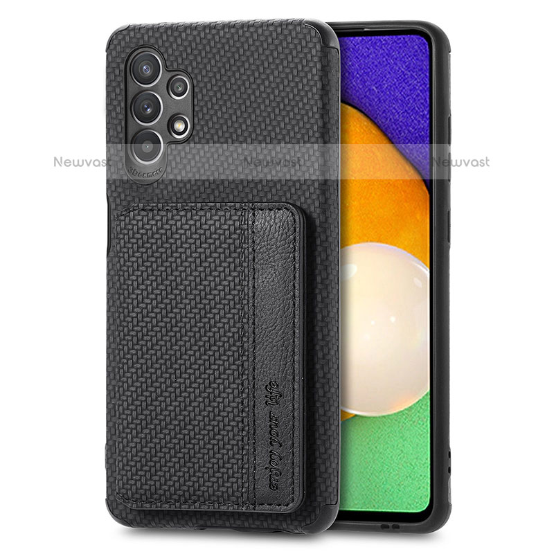 Ultra-thin Silicone Gel Soft Case Cover with Magnetic S01D for Samsung Galaxy M32 5G Black