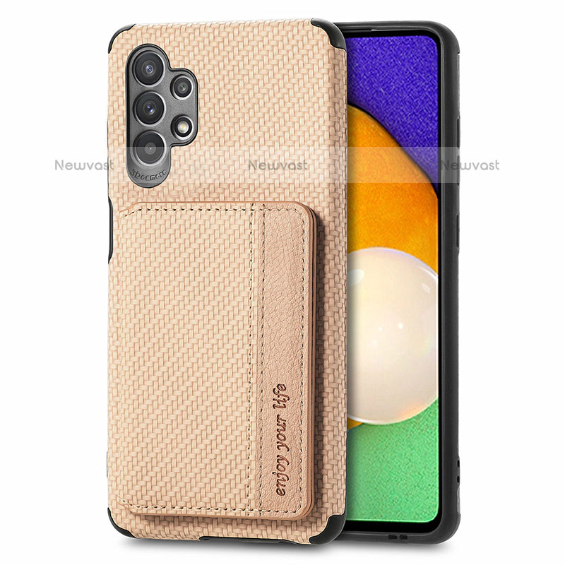 Ultra-thin Silicone Gel Soft Case Cover with Magnetic S01D for Samsung Galaxy M32 5G Gold