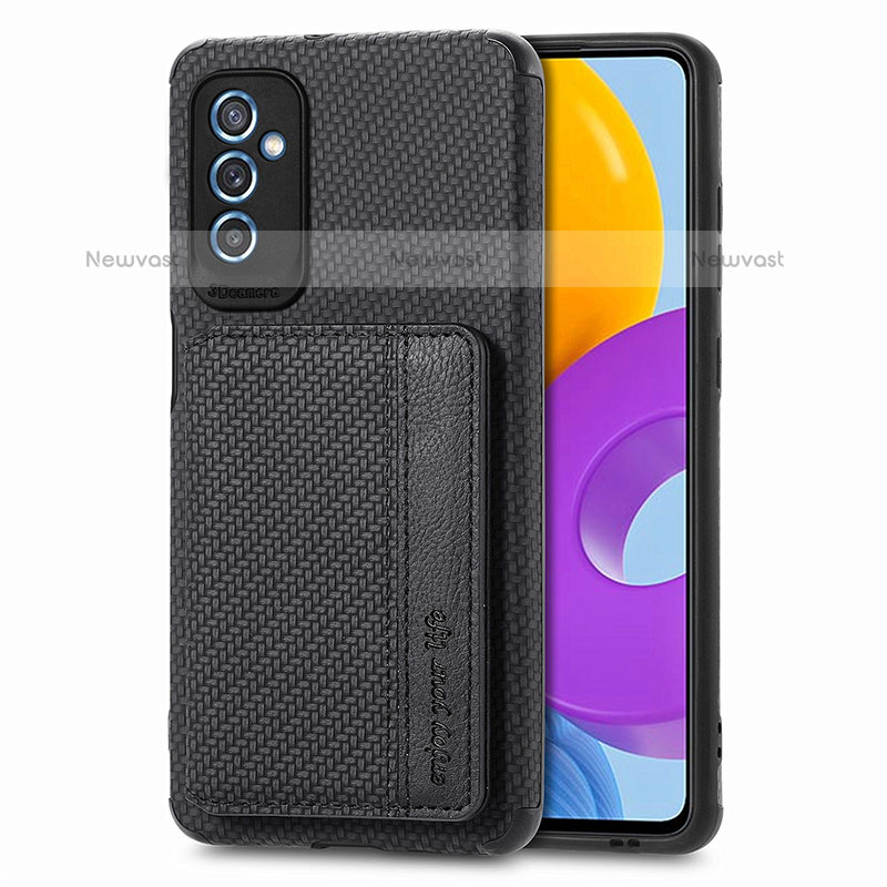 Ultra-thin Silicone Gel Soft Case Cover with Magnetic S01D for Samsung Galaxy M52 5G Black