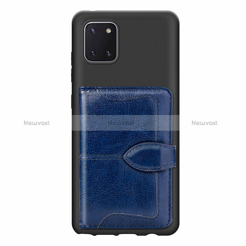 Ultra-thin Silicone Gel Soft Case Cover with Magnetic S01D for Samsung Galaxy M60s Blue