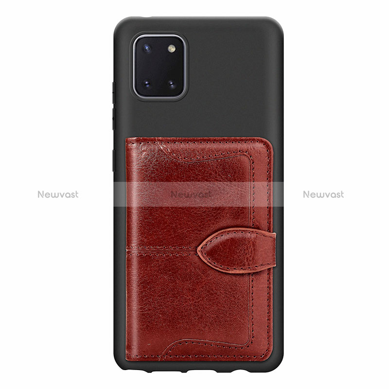 Ultra-thin Silicone Gel Soft Case Cover with Magnetic S01D for Samsung Galaxy M60s Brown