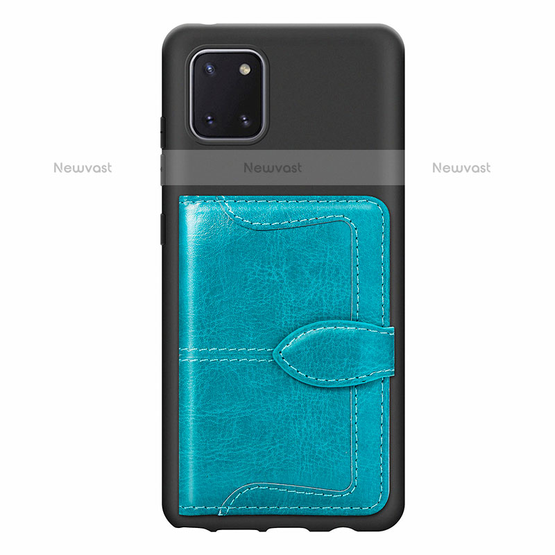 Ultra-thin Silicone Gel Soft Case Cover with Magnetic S01D for Samsung Galaxy Note 10 Lite Cyan