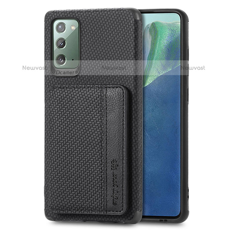 Ultra-thin Silicone Gel Soft Case Cover with Magnetic S01D for Samsung Galaxy Note 20 5G Black