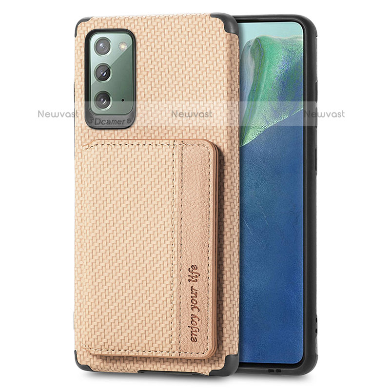 Ultra-thin Silicone Gel Soft Case Cover with Magnetic S01D for Samsung Galaxy Note 20 5G Gold