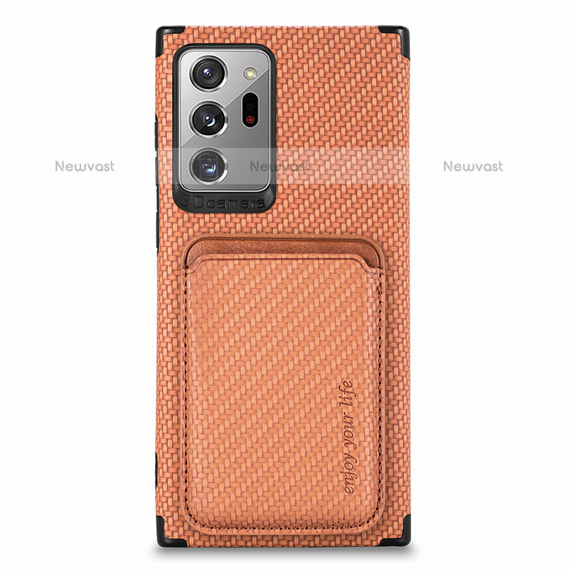 Ultra-thin Silicone Gel Soft Case Cover with Magnetic S01D for Samsung Galaxy Note 20 Ultra 5G Brown