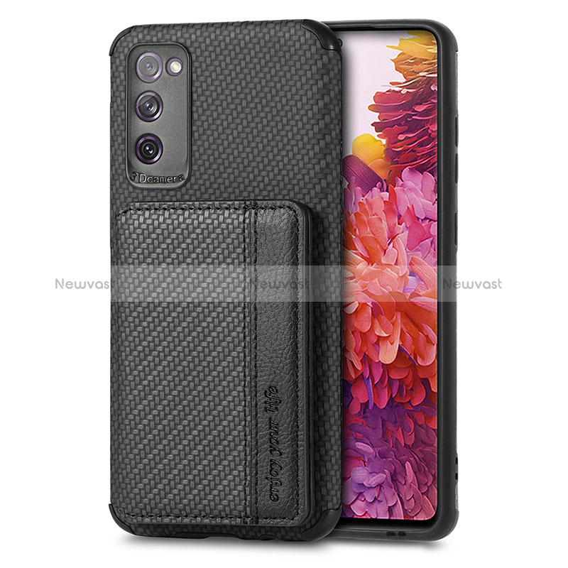 Ultra-thin Silicone Gel Soft Case Cover with Magnetic S01D for Samsung Galaxy S20 FE 5G Black