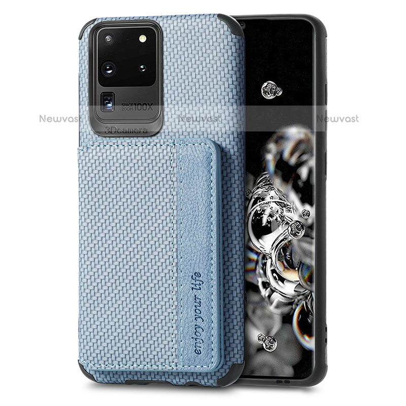 Ultra-thin Silicone Gel Soft Case Cover with Magnetic S01D for Samsung Galaxy S20 Ultra 5G Blue