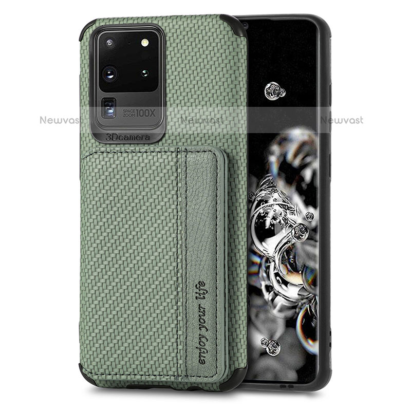 Ultra-thin Silicone Gel Soft Case Cover with Magnetic S01D for Samsung Galaxy S20 Ultra 5G Green