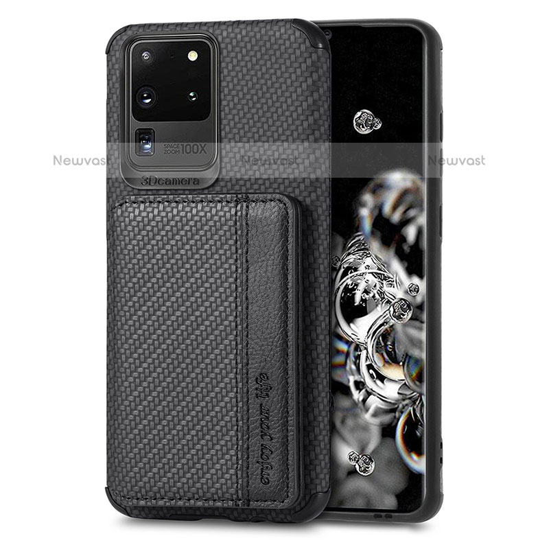 Ultra-thin Silicone Gel Soft Case Cover with Magnetic S01D for Samsung Galaxy S20 Ultra Black