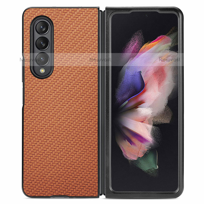 Ultra-thin Silicone Gel Soft Case Cover with Magnetic S01D for Samsung Galaxy Z Fold3 5G Brown