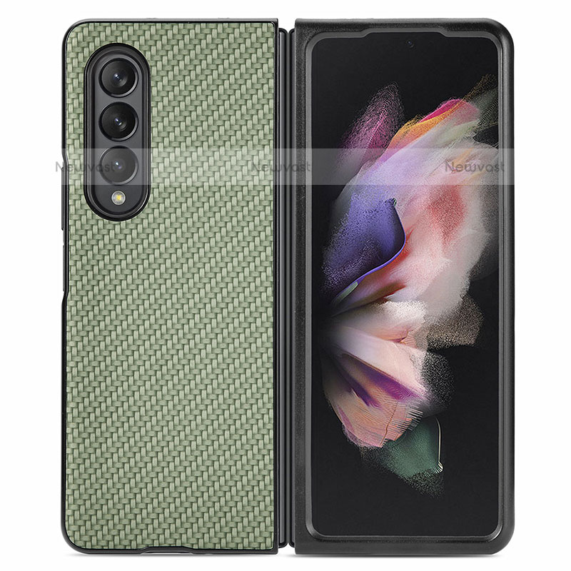 Ultra-thin Silicone Gel Soft Case Cover with Magnetic S01D for Samsung Galaxy Z Fold3 5G Green