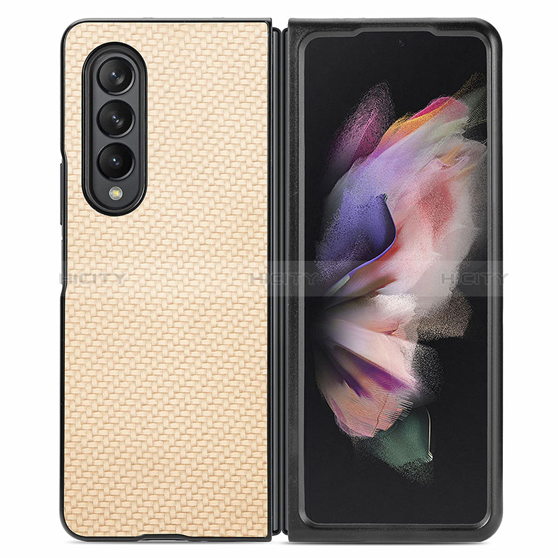 Ultra-thin Silicone Gel Soft Case Cover with Magnetic S01D for Samsung Galaxy Z Fold4 5G Gold