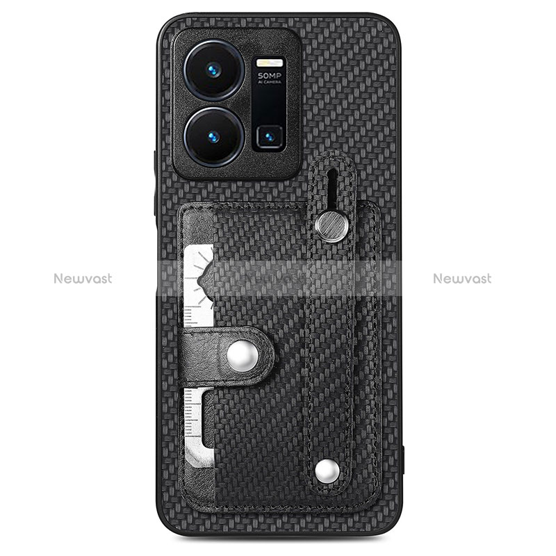 Ultra-thin Silicone Gel Soft Case Cover with Magnetic S01D for Vivo Y35 4G Black