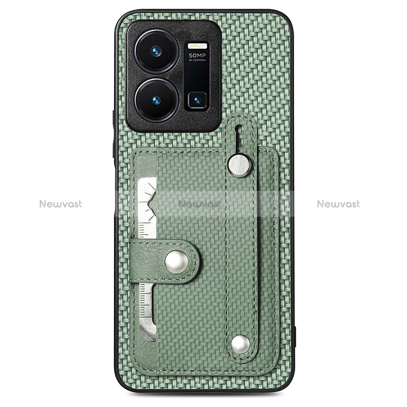 Ultra-thin Silicone Gel Soft Case Cover with Magnetic S01D for Vivo Y35 4G Green