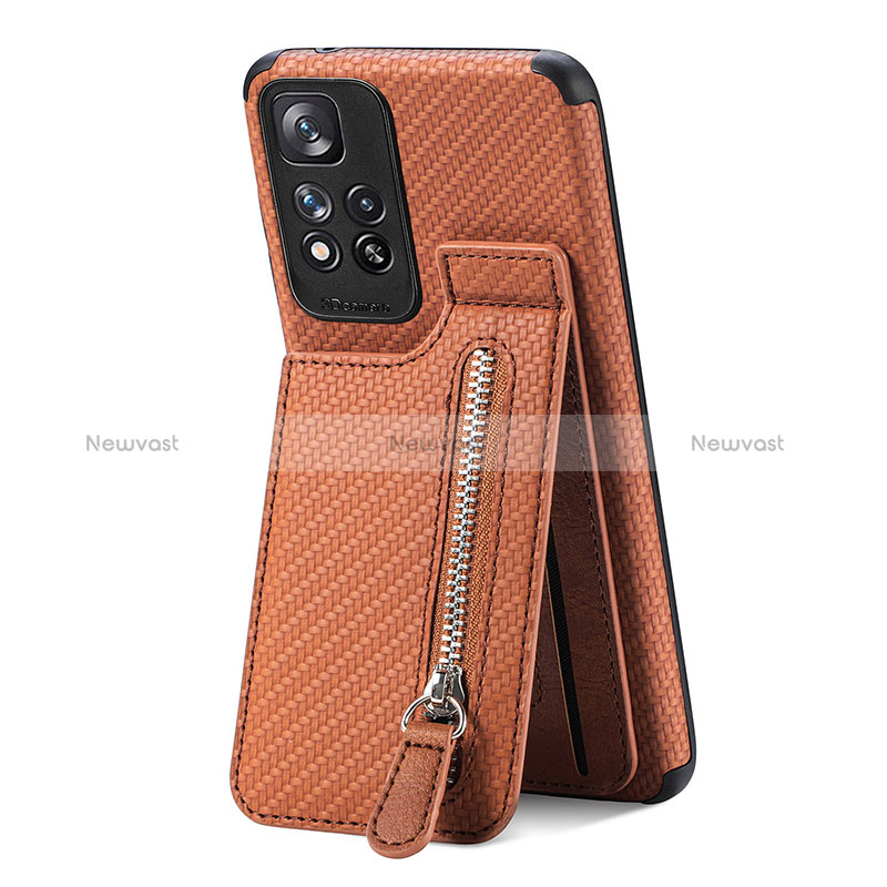 Ultra-thin Silicone Gel Soft Case Cover with Magnetic S01D for Xiaomi Mi 11i 5G (2022) Brown