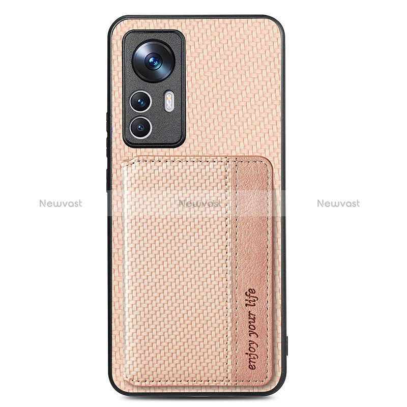 Ultra-thin Silicone Gel Soft Case Cover with Magnetic S01D for Xiaomi Mi 12T Pro 5G Gold