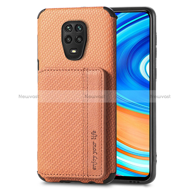 Ultra-thin Silicone Gel Soft Case Cover with Magnetic S01D for Xiaomi Poco M2 Pro Brown