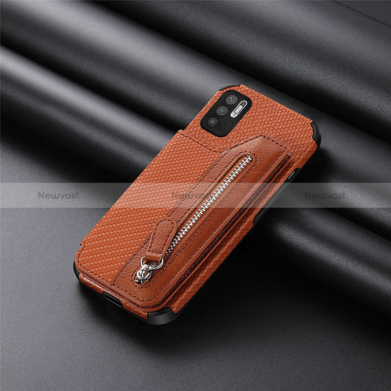 Ultra-thin Silicone Gel Soft Case Cover with Magnetic S01D for Xiaomi POCO M3 Pro 5G Brown