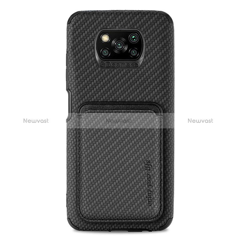 Ultra-thin Silicone Gel Soft Case Cover with Magnetic S01D for Xiaomi Poco X3 Black