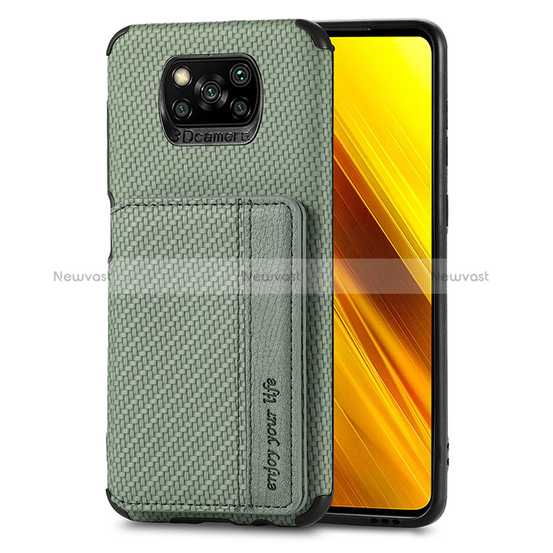 Ultra-thin Silicone Gel Soft Case Cover with Magnetic S01D for Xiaomi Poco X3 Pro Green