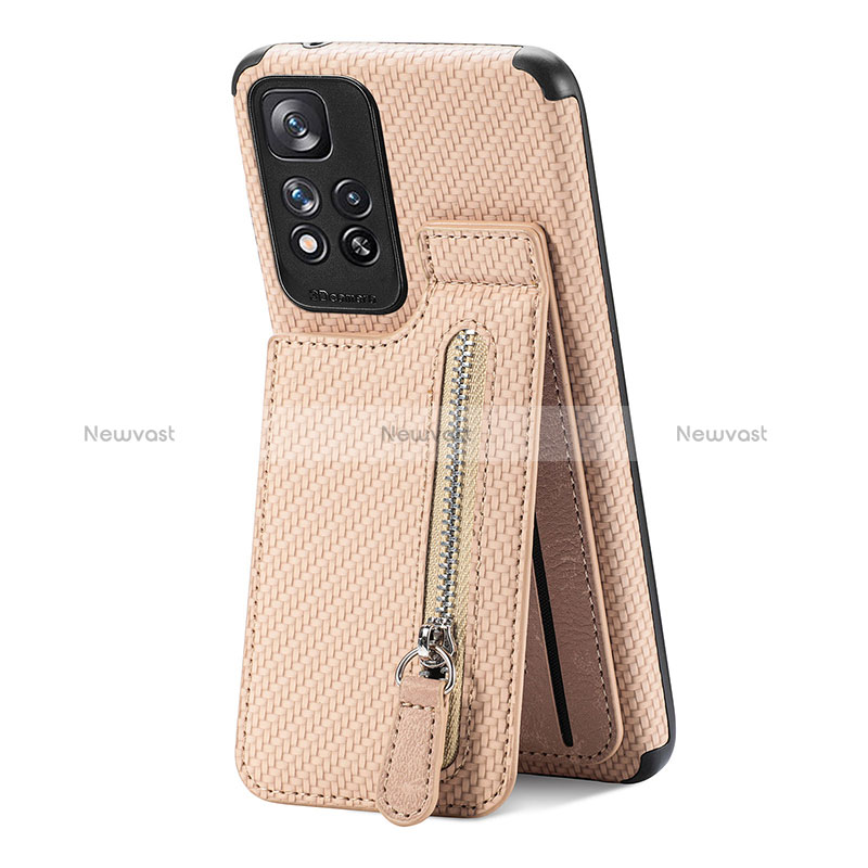 Ultra-thin Silicone Gel Soft Case Cover with Magnetic S01D for Xiaomi Poco X4 NFC Gold