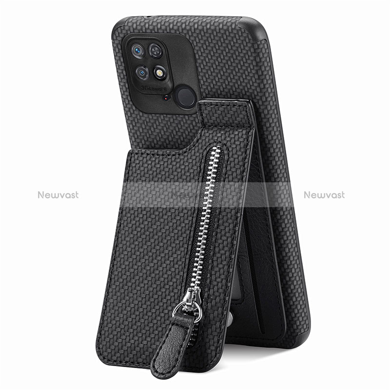 Ultra-thin Silicone Gel Soft Case Cover with Magnetic S01D for Xiaomi Redmi 10C 4G Black