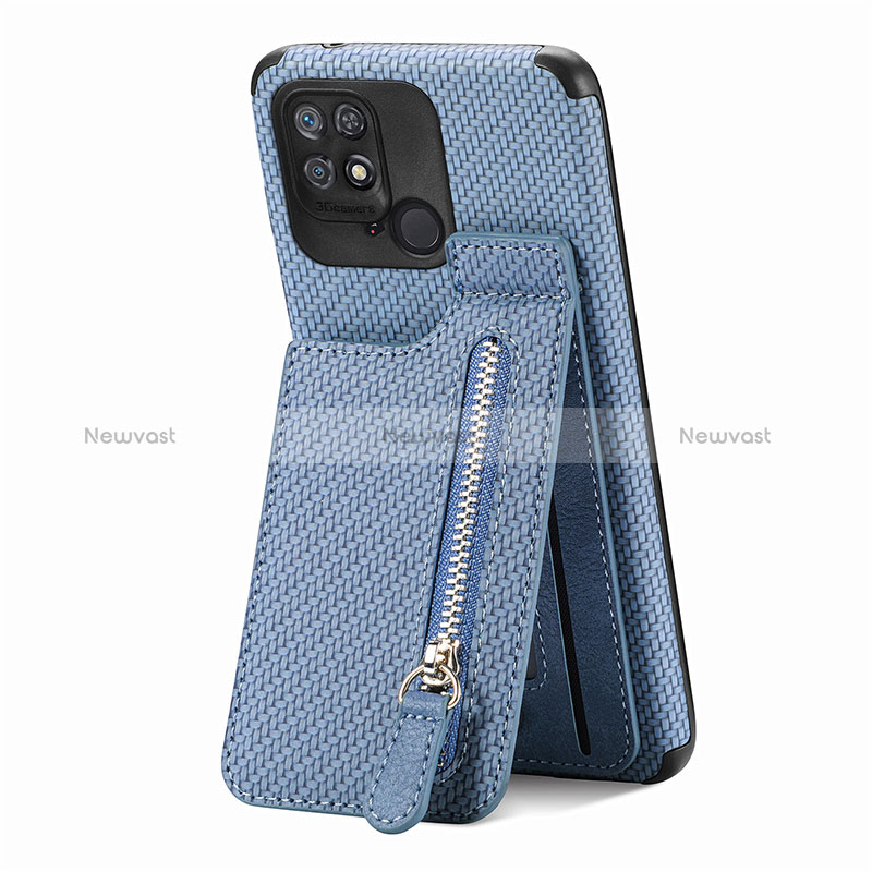 Ultra-thin Silicone Gel Soft Case Cover with Magnetic S01D for Xiaomi Redmi 10C 4G Blue