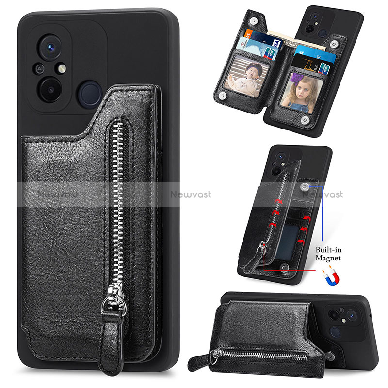 Ultra-thin Silicone Gel Soft Case Cover with Magnetic S01D for Xiaomi Redmi 12C 4G Black