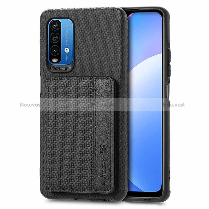 Ultra-thin Silicone Gel Soft Case Cover with Magnetic S01D for Xiaomi Redmi 9 Power Black