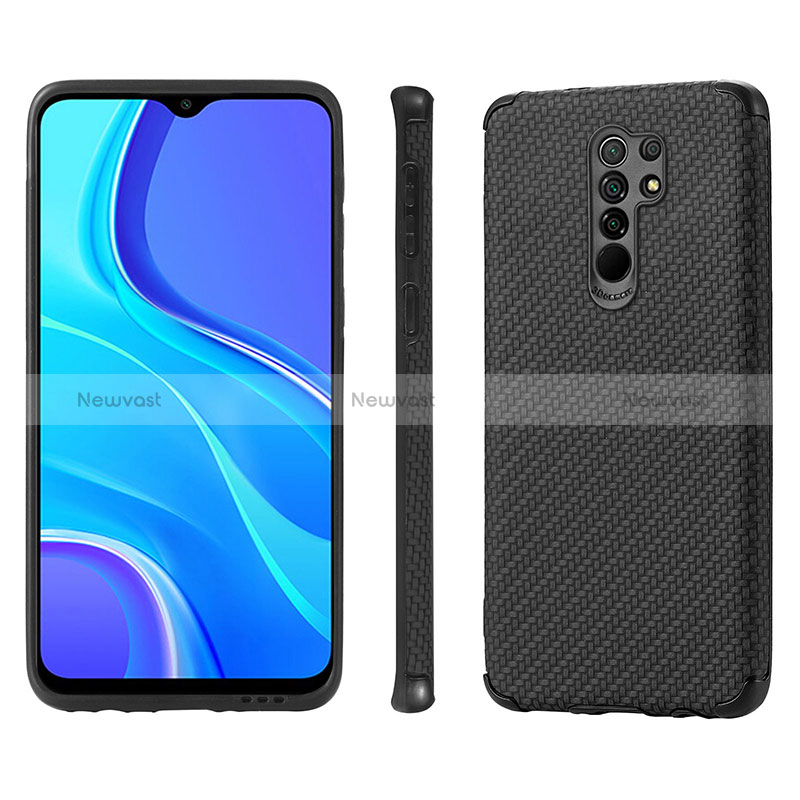 Ultra-thin Silicone Gel Soft Case Cover with Magnetic S01D for Xiaomi Redmi 9 Prime India Black