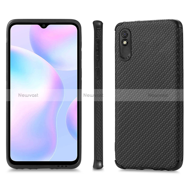 Ultra-thin Silicone Gel Soft Case Cover with Magnetic S01D for Xiaomi Redmi 9A Black