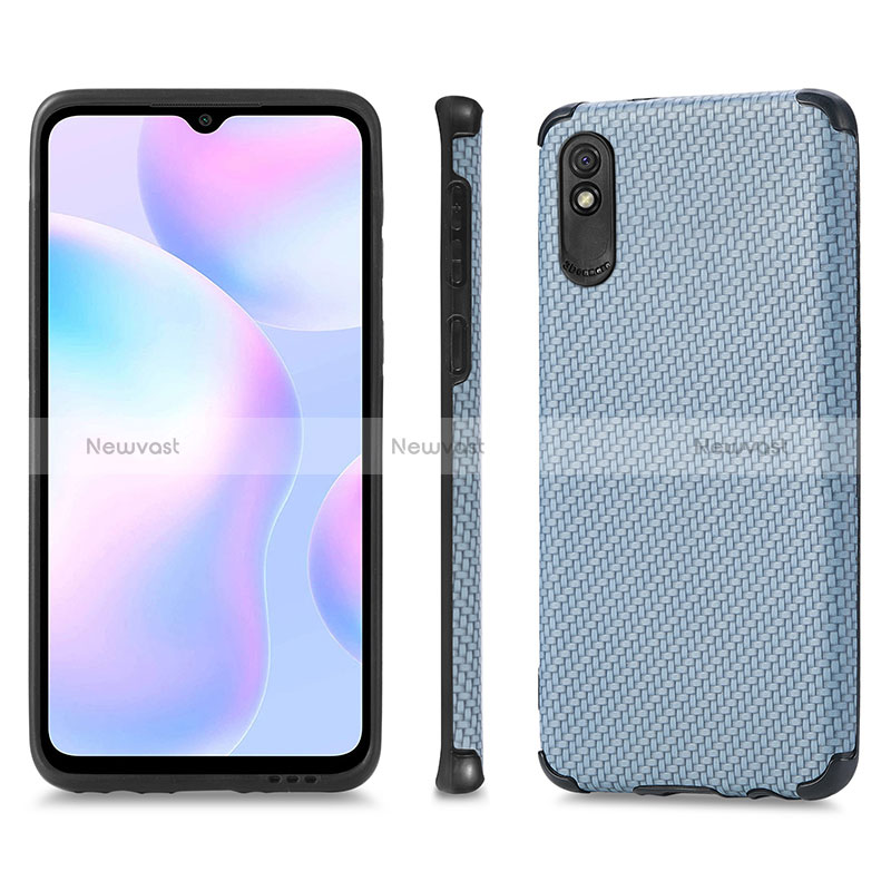 Ultra-thin Silicone Gel Soft Case Cover with Magnetic S01D for Xiaomi Redmi 9A Blue