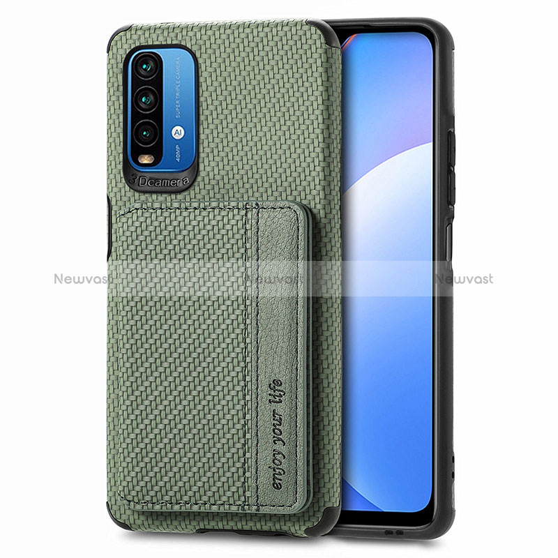 Ultra-thin Silicone Gel Soft Case Cover with Magnetic S01D for Xiaomi Redmi 9T 4G Green