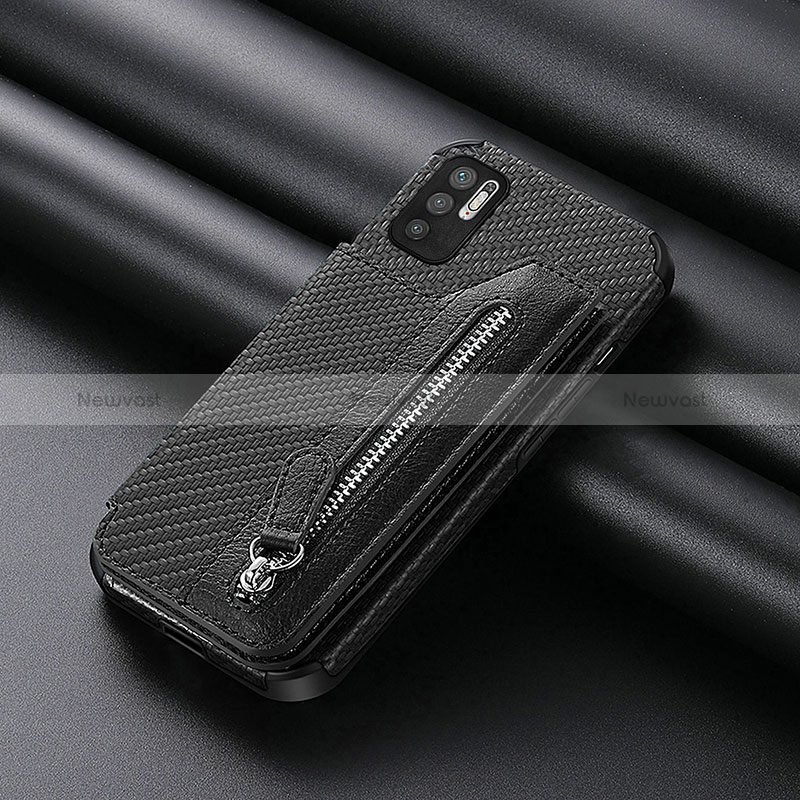 Ultra-thin Silicone Gel Soft Case Cover with Magnetic S01D for Xiaomi Redmi Note 10 5G Black