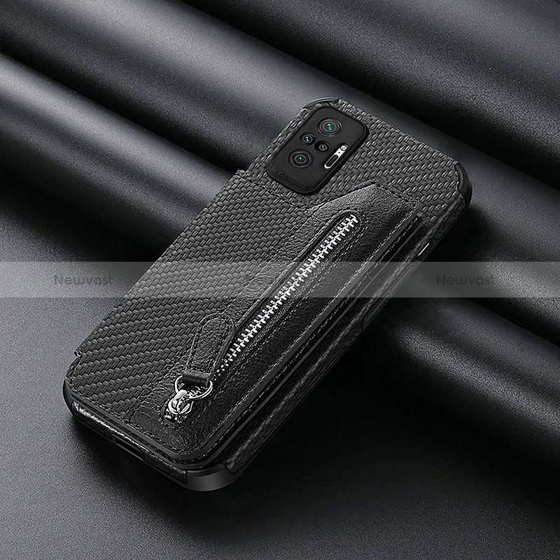 Ultra-thin Silicone Gel Soft Case Cover with Magnetic S01D for Xiaomi Redmi Note 10 Pro Max Black