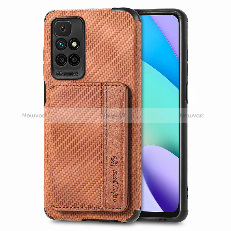 Ultra-thin Silicone Gel Soft Case Cover with Magnetic S01D for Xiaomi Redmi Note 11 4G (2021) Brown