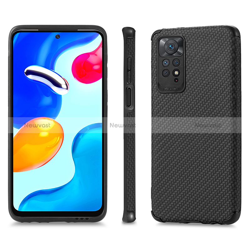 Ultra-thin Silicone Gel Soft Case Cover with Magnetic S01D for Xiaomi Redmi Note 11 4G (2022) Black