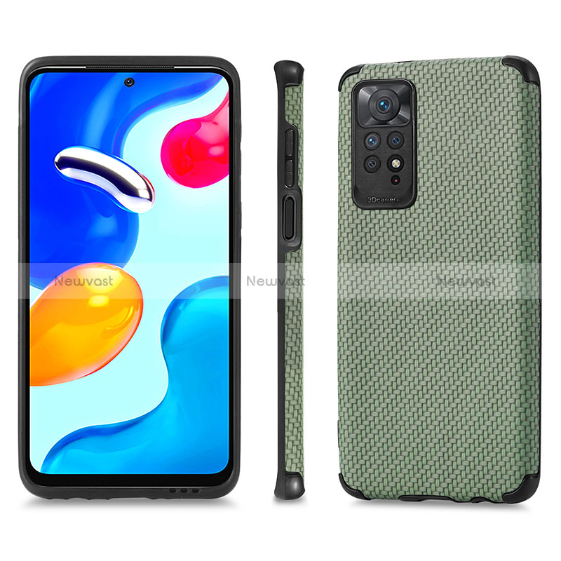 Ultra-thin Silicone Gel Soft Case Cover with Magnetic S01D for Xiaomi Redmi Note 11 4G (2022) Green