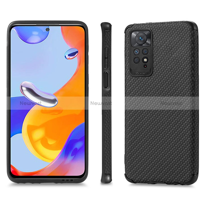 Ultra-thin Silicone Gel Soft Case Cover with Magnetic S01D for Xiaomi Redmi Note 11 Pro 5G Black