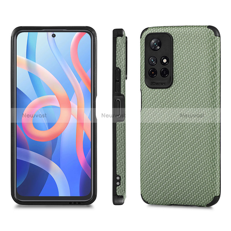 Ultra-thin Silicone Gel Soft Case Cover with Magnetic S01D for Xiaomi Redmi Note 11S 5G Green