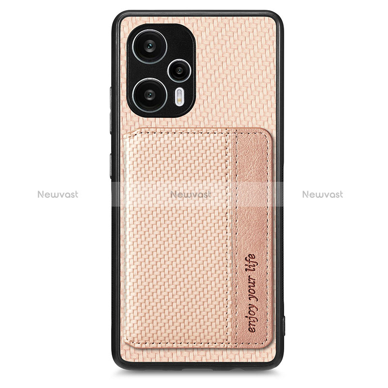 Ultra-thin Silicone Gel Soft Case Cover with Magnetic S01D for Xiaomi Redmi Note 12 Turbo 5G Gold