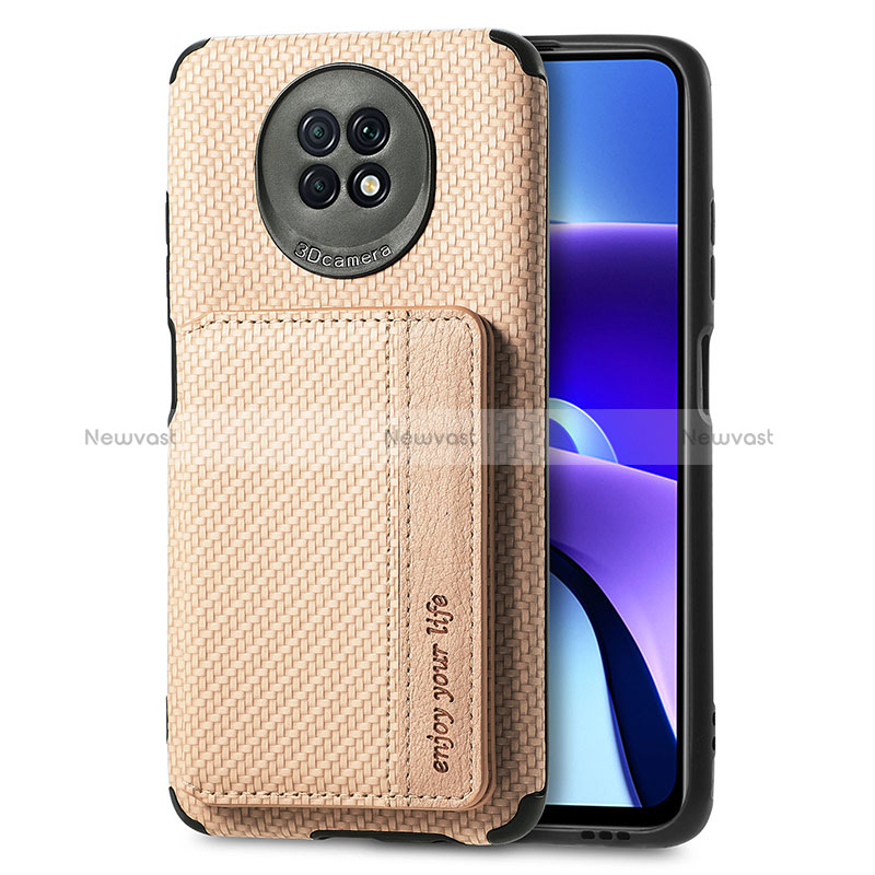 Ultra-thin Silicone Gel Soft Case Cover with Magnetic S01D for Xiaomi Redmi Note 9 5G Gold