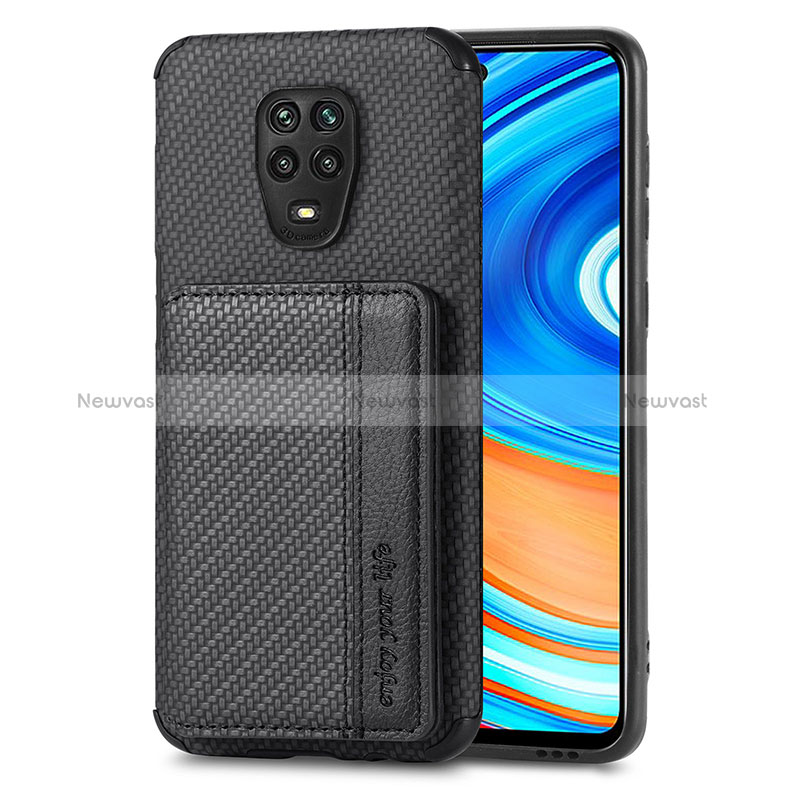 Ultra-thin Silicone Gel Soft Case Cover with Magnetic S01D for Xiaomi Redmi Note 9 Pro Black