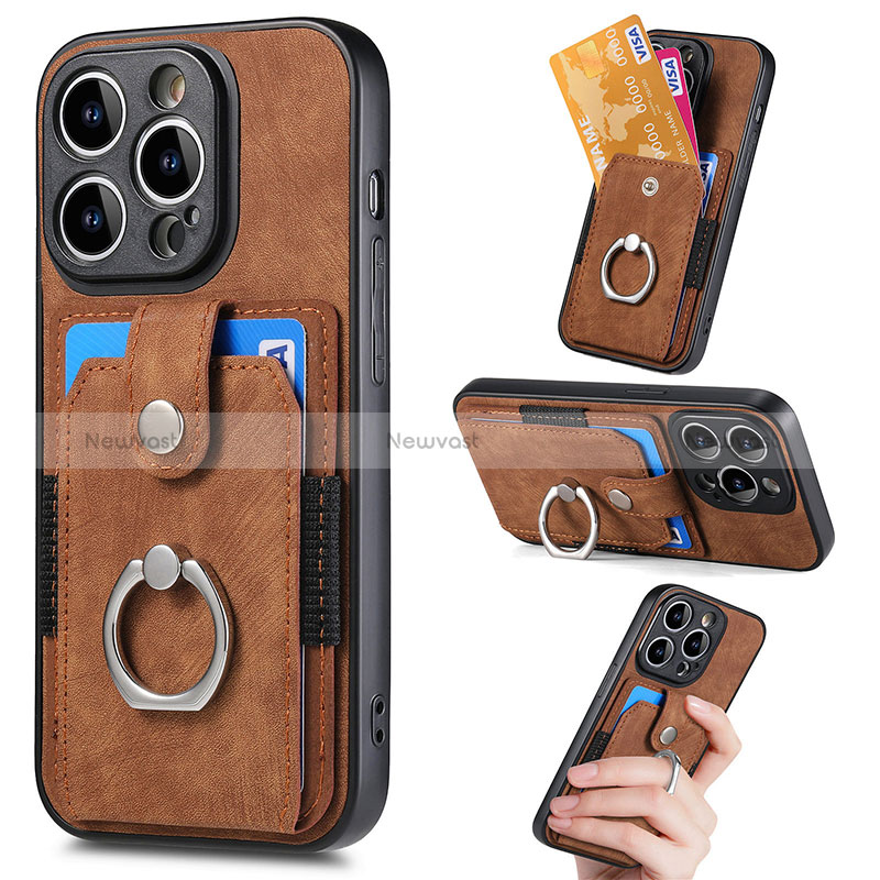 Ultra-thin Silicone Gel Soft Case Cover with Magnetic S02D for Apple iPhone 13 Pro Brown