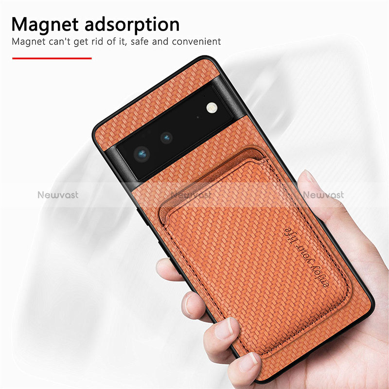 Ultra-thin Silicone Gel Soft Case Cover with Magnetic S02D for Google Pixel 6 5G