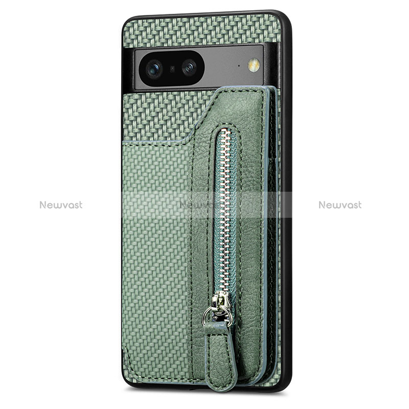 Ultra-thin Silicone Gel Soft Case Cover with Magnetic S02D for Google Pixel 7a 5G Green